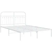 Syfax Cadre de lit métal sans matelas et tête de lit blanc 135x190 cm