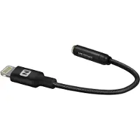 Swissten Audio adaptér textile lightning / jack (samice) 0,15 m erný