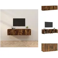 vidaXL Armoires murales TV 2 pcs. Chêne fumé 80x34,5x40 cm - Meubles TV