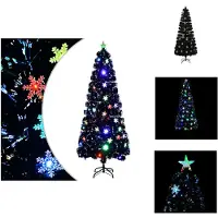 vidaXL Sapin de Noël avec flocons de neige LED Noir 240 cm Fibre optique - Sapins de Noël