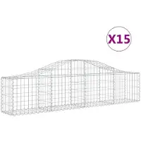 vidaXL Gabions avec arc surélevé 15 pcs. 200x30x40/60 cm Fer galvanisé
