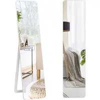 Costway 2 en 1 Miroir intégral 37 x 160cm, miroir sur pied et miroir mural avec cadre en bois, miroir d'habillage, miroir de vestiaire pour chambre à coucher, salon et entrée