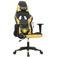 vidaXL Chaise de jeu avec fonction de massage Noir & Or Similicuir
