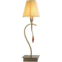 Luxera Lampe de table OXFORD 40W, laiton mat/beige, Ø : 14 H : 47 cm, douille E14, avec interrupteur