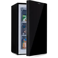 Klarstein Pluto – congélateur 1 zone de refroidissement, thermostat à 5 niveaux, 0 à -18 ° C, avec façade en verre, pieds réglables en hauteur, silencieux, volume 60 litres - noir