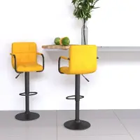 Prolenta Maison Exclusive - Lot de 2 tabourets de bar en velours jaune moutarde