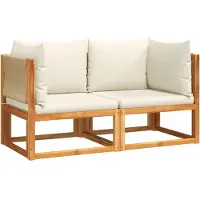 vidaXL Coin salon de jardin avec coussins 2 pcs. Bois acacia & corde