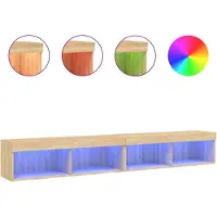 vidaXL Armoires TV avec lampes LED 2 pcs. chêne Sonoma 100x30x30 cm