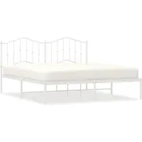 vidaXL Cadre de lit avec tête de lit en métal blanc 183x213 cm