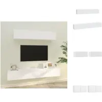 vidaXL Ensemble de meubles TV 4 pièces Blanc Matériau dérivé du bois - Meubles TV