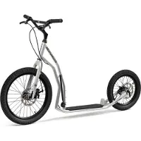 Yedoo Trottinette Mezeq Scooter Trottinette / Dogscooter - pour adultes et adolescents, jusqu'à 150 kg, avec pneus à air 20/16, freins à disque et guidon réglable argenté