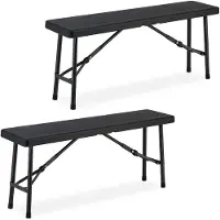 Relaxdays Lot de 2 bancs de camping , pliables, en plastique et acier, pour le balcon et le jardin, H x l x P : 42 x 100 x 25 cm, noir