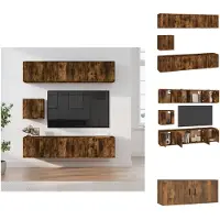 vidaXL Ensemble de 7 meubles TV en bois de chêne fumé - Meubles TV