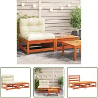 The Living Store Canapé de jardin sans accoudoirs avec coussin et pouf