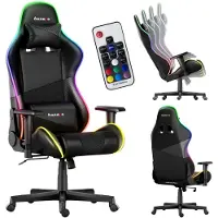 Huzaro Force 6.2 | RGB LED éclairage chaise gamer chaise de bureau chaise de bureau gamer appui-tête appui lombaire | Noir | Ergonomique