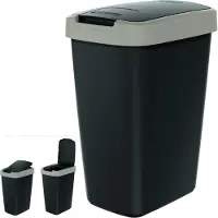 Prosperplast Poubelle 12l avec couvercle KEDEN COMPACTA Q noir avec bord marron clair
