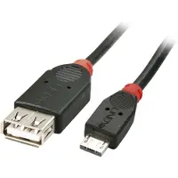 Lindy 31936 Câble USB 2.0 Micro-B / A OTG, 1m Micro-B vers A femelle