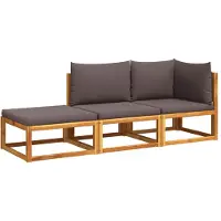 Syfax Ensemble de canapés de jardin 3 pièces avec coussins, bois d'acacia et corde,