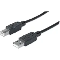 Manhattan Câble USB USB 2.0 USB-A mâle, USB-B mâle 3.00 m Noir Contacts dorés, certifié UL 333382-CG