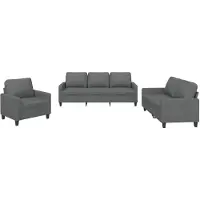 vidaXL Ensemble de canapés 3 pièces avec coussins Tissu gris foncé