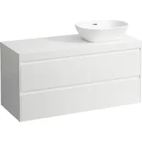 Laufen LANI Plan de lavabo blanc mat incl. meuble sous-lavabo, 1 découpe à droite, 1185x495x580mm, H4045731129901