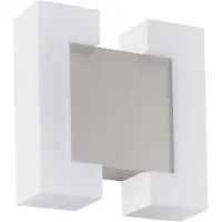 Eglo 95987 SITIA LED Applique murale/plafonnier d'extérieur 2x4,8W nickel mat blanc blanc chaud IP44