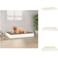 vidaXL Lit pour chien blanc 71,5 x 54 x 9 cm Bois massif Pin - Lits pour chiens