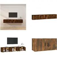 vidaXL Armoires murales TV 3 pcs. Chêne fumé 80x34,5x40 cm - Meuble TV mural - Meubles TV muraux - Console TV