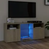Prolenta Meuble TV exclusif - Étagère TV avec éclairage LED, en chêne Sonoma, dimensions 120x30x50 cm