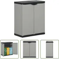 The Living Store Box pour poubelles gris et noir 68x40x85 cm PP