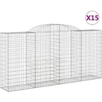 vidaXL Gabions avec arc surélevé 15 pcs 300x50x140/160cm Fer galvanisé
