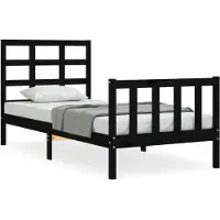 Syfax Cadre de lit sans matelas noir bois de pin massif