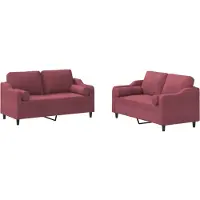vidaXL Ensemble de canapés 2 pièces avec coussins vin rouge Tissu