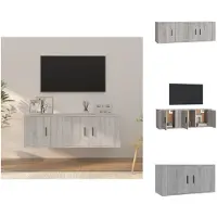 vidaXL Ensemble de 2 meubles TV Gris Sonoma Bois composite - Meubles TV