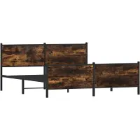 Syfax Cadre de lit en métal sans matelas chêne fumé 180x200 cm