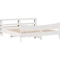 Syfax Cadre de lit et tête de lit blanc 200x200 cm bois de pin massif