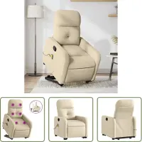 The Living Store Fauteuil de massage avec releveur Crème Tissu