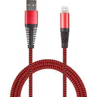 2GO Câble de charge/données USB Lightning 1m Nylon rouge Emballage PET