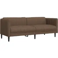 vidaXL Canapé 3 places marron similicuir aspect daim