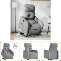 The Living Store Fauteuil de massage électrique avec releveur Gris clair Tissu