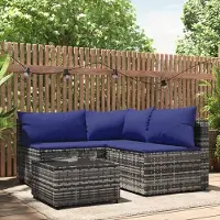Prolenta Maison Exclusive - Salon de jardin 4 pièces avec coussins gris en polyrotin