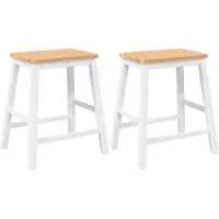 Syfax Chaises de bar 2 pcs blanc bois massif d'hévéa