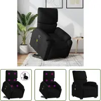 The Living Store Fauteuil de massage avec releveur Noir Tissu