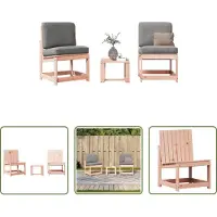 The Living Store 3-pc. Salon de jardin en bois massif Douglas