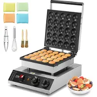 Vevor Mini crêpière commerciale Dutch Mini machine à crêpes, 25 pièces, 43 mm de diamètre, Dorayaki, 1700 W, réglage de la température et du temps, dans les cuisines,