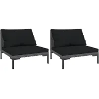 Syfax Canapés de jardin 2 pcs avec coussins Résine tressée demi-ronde