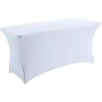 Oviala Table buffet pliante pour réception 180cm avec nappe housse blanche -