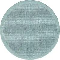 Teppium Tapis intérieur extérieur rond 120 cm bleu uni lavable imperméable tissage plat idéal pour balcon terrasse jardin et cuisine