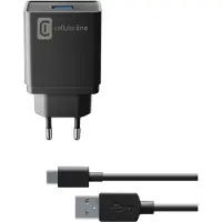 Cellularline Kit chargeur de voyage 10W USB C bl USB Type-A incl. câble pour USB Type-C