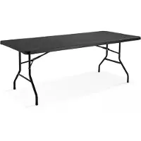 Oviala Table de réception pliante noire 180 cm 8 places - Rekkem